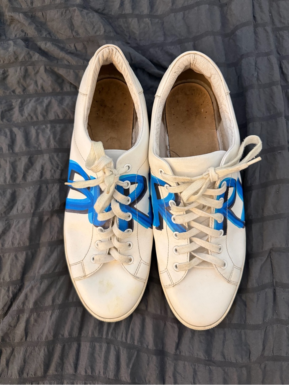 Burberry White Sneakers with Blue Logo Accent